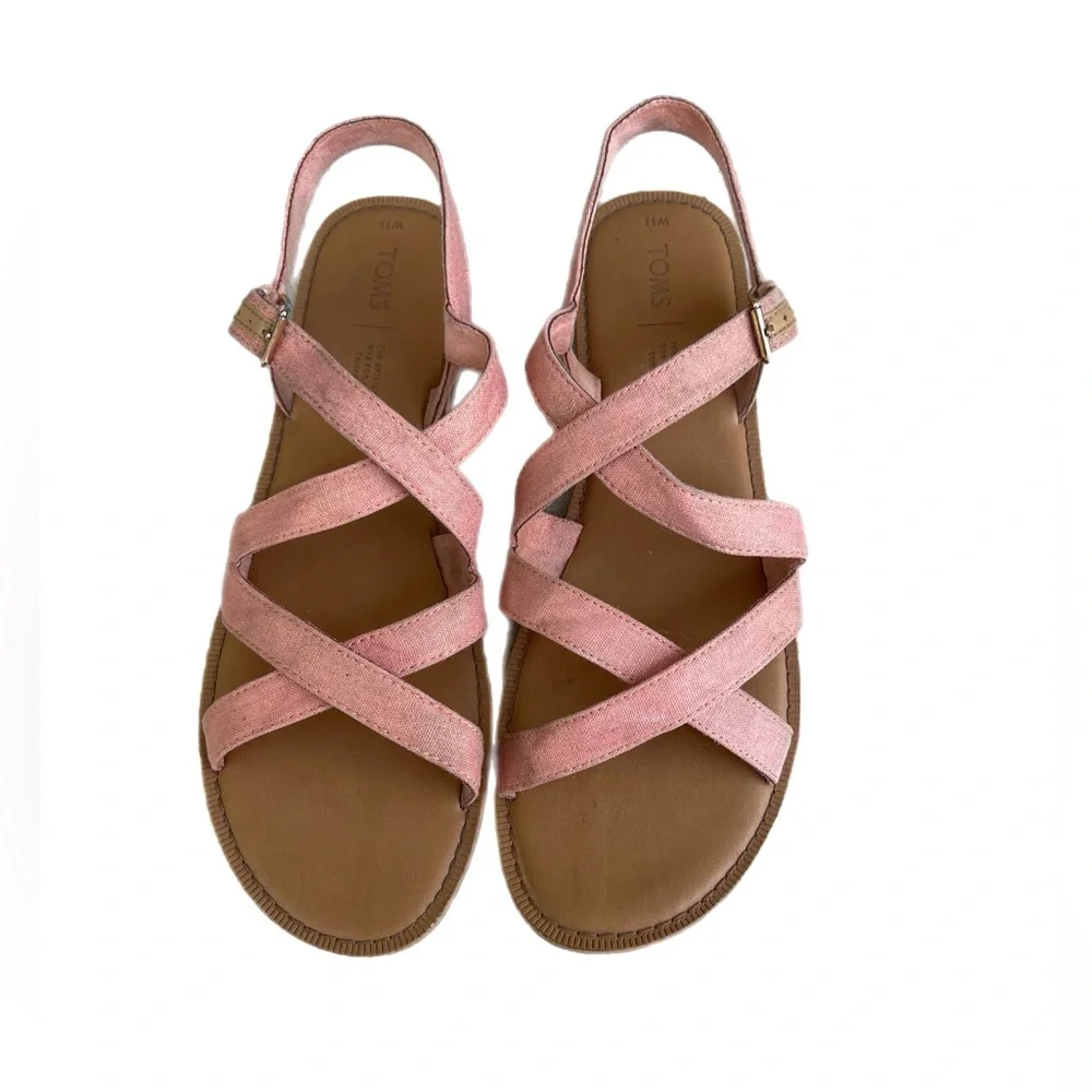 TOMS Shimmer Pink/Coral Sandal Women Size 11 - Picture 1 of 11